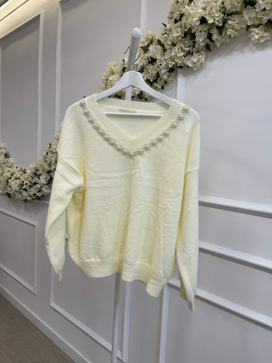 Jersey Beige con perlas